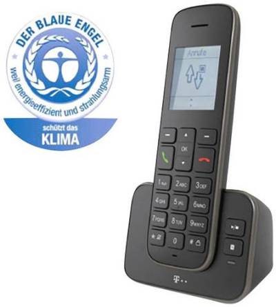 Telekom Sinus A207 DECT/GAP Schnurloses Telefon analog Freisprechen, Anrufbeantworter Schwarz von Telekom