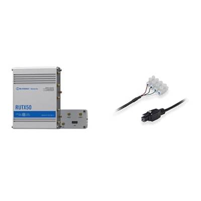 RUTX50000000 - Industrieller 5G-Router & 4-Pin Stromkabel, Schraubklemme, PR2FK20M von Teltonika