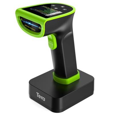 Tera 1D 2D QR Barcode-Scanner mit digitalem Einstellungsbildschirm & Tastenfeld Schnellscan funktioniert mit Bluetooth 2.4G Drahtlos & USB-Kabelverbindung deutsche Anleitung HW00015 Grün von Tera