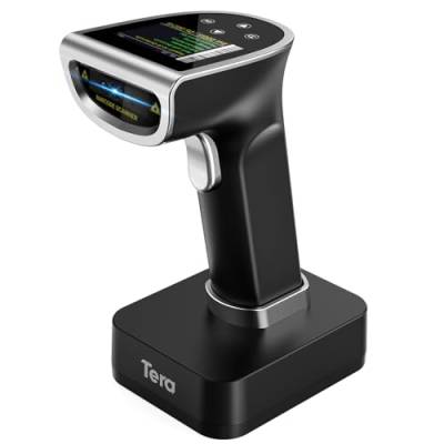 Tera 1D 2D QR Barcode-Scanner mit digitalem Einstellungsbildschirm & Tastenfeld Schnellscan funktioniert mit Bluetooth 2.4G Drahtlos & USB-Kabelverbindung deutsche Anleitung HW00015 Silber von Tera