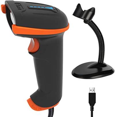 Tera 1D 2D QR Wired Barcode Scanner USB 2.0 Kabelgebundener Barcode-Scanner CMOS Barcodelesegerät für Bildschirm mit Halterung/Ständer, D5100Y-Z von Tera