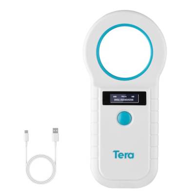 Tera Pet Mikrochip-Leser Scanner Tierchip-ID-Scanner mit OLED-Display Bildschirm Wiederaufladbarer Datenspeicher Tag Scanner für Hunde Katzen Tierverwaltung Weiß von Tera