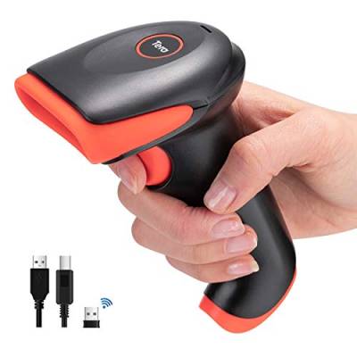 Tera Pro Kabelloser 2D QR Barcode-Scanner 3-in-1-Bluetooth- und 2,4-GHz-Wireless- und USB-Kabelverbindung Schließen, Bild-Barcode-Lesegerät mit Vibrationsalarm an, Modell HW0002-O von Tera