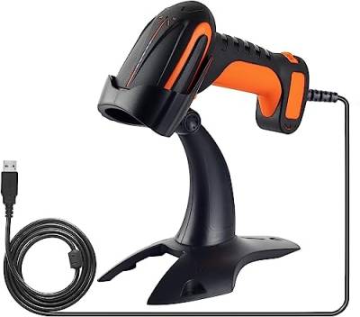 Tera Pro Leistungsstarker Industrie 1D 2D QR Barcodescanner mit Kabel und Ständer robust stoßfest staubdicht Heavy Duty freihändig einsetzbar für Lager Zuhause Bibliothek, Windows, Mac, Modell 8100Y von Tera