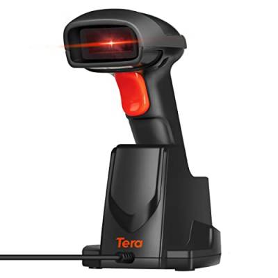 Tera Wireless 1D Laser Barcode Scanner 2.4GHz Kabelloser Barcodeleser mit Ladestation, Automatic Sensing Schneller & Präziser Scanner, Upgrade-Modell 6100 von Tera