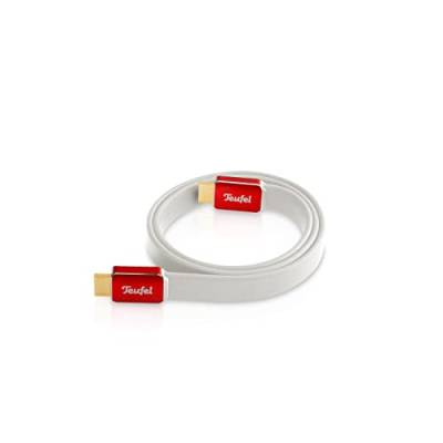 Teufel HDMI-2.0-Flachkabel Highspeed HDMI-Flachkabel unterstützt alle 2.0-Spezifikationen, Vergoldeter Anschluss (Weiß, 1,5 m) von Teufel