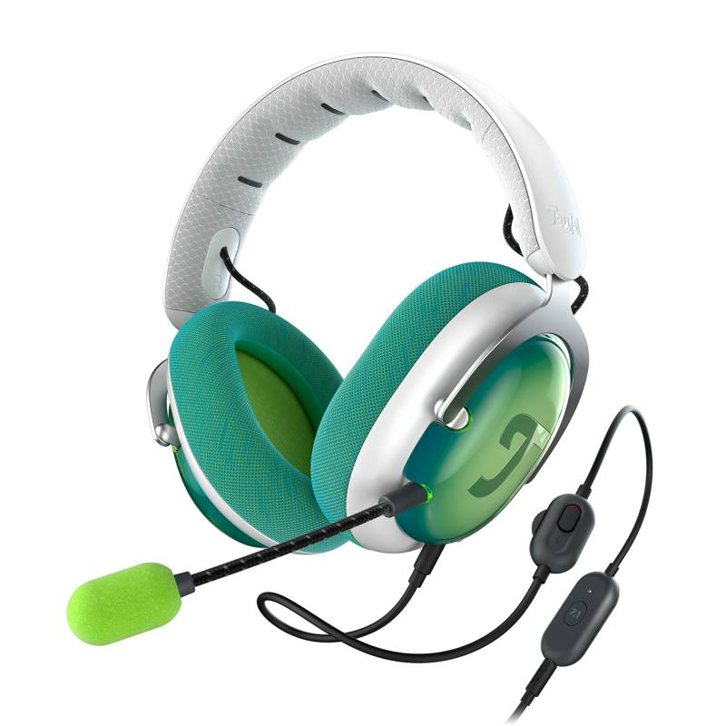 Teufel ZOLA Gaming-HD-Headset 7.1-Binaural-Surround-Sound Kraftvolller Bass Light Gray/Teal & Lime von Teufel