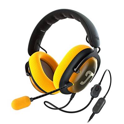 Teufel ZOLA Gaming Kopfhörer mit 7.1 USB-Soundkarte, DTS Headphone:X® 2.0 Surround Sound,Einstellbarer Mikrofonarm mit HD-Kondensator-Mikrofon, PC, Bequeme Passform - Schwarz Gelb von Teufel