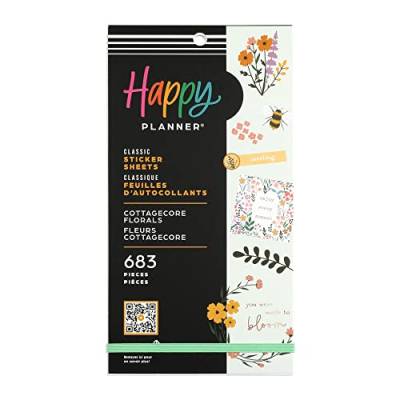 Happy Planner Aufkleber-Set für Lehrer, Planer und Projekte – mehrfarbige Aufkleber – Cottagecore Florals – 30 Blatt insgesamt 683 Aufkleber von The Happy Planner