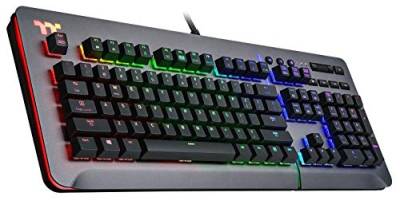 Thermaltake Level 20 RGB-Titan-Aluminium-Gaming-Tastatur, Cherry MX Blue Switches, 16,8 M Farb-RGB, 32 Farbzonen-Optionen, Alexa-Sprachsteuerung und Razer Chroma Sync kompatibel, KB-LVT-BLSRUS-01 von Thermaltake