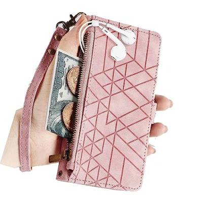 Nadoli Reißverschluss Handyhülle für Huawei Honor Magic 4 Lite 5G Geometrisch Hülle Leder Handytasche Cover mit Kartenfächer Standfunktion Geldbörse Brieftasche Flip Case von Tivenfezk