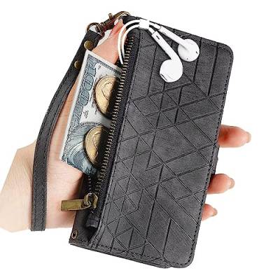 Nadoli Reißverschluss Handyhülle für iPhone 11 Geometrisch Hülle Leder Handytasche Cover mit Kartenfächer Standfunktion Geldbörse Brieftasche Flip Case von Tivenfezk