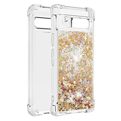 Tivenfezk Glitzer Treibsand Hülle für Google Pixel 7A,Silikon Stoßfest Handyhülle Transparent TPU Bumper Schutzhülle Flüssig Durchsichtig Quicksand Case von Tivenfezk