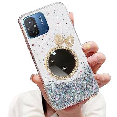 Tivenfezk Nadoli Sparkle Stern Hülle für Xiaomi Redmi 12C,Krawatte Spiegel Entwurf Klar Glitzer Mädchen Handyhülle Durchsichtig Bling Schutzhülle Case Cover von Tivenfezk