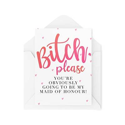 Tongue in Peach Funny Maid Of Honour Vorschlagskarten | B*tch Please You're Offingly Going To Be My Card | Wedding Banter Bride Best Friend | CBH1071 von Tongue in Peach