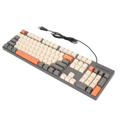 Kabelgebundene Tastatur mit 104 Tasten, Lebendige 3 Farben Tastenkappen, Breite Kompatibilität, Multimedia Funktionstasten, Ergonomisches Design, Vielseitige Anwendungen, USB von Topiky