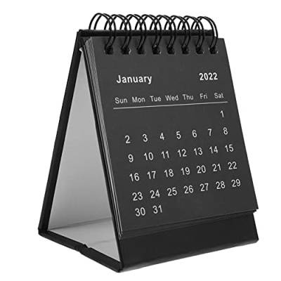 Toyvian Mini Schreibtisch Kalender 2022 Stehend Flip Schreibtisch Kalender 2022 Desktop Kalender für Büro Schule Zu Hause (Schwarz) von Toyvian