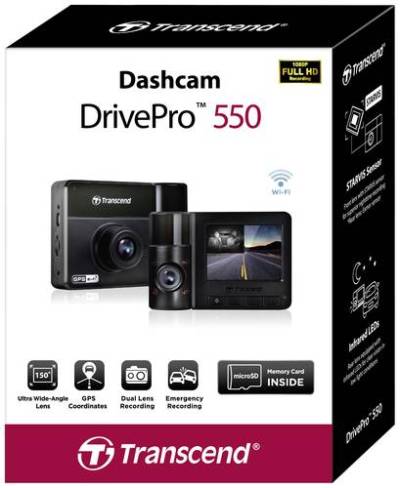 Transcend DrivePro 550B Dashcam mit GPS Blickwinkel horizontal max.=150° 12 V, 24V WLAN, Akku, Inne von Transcend