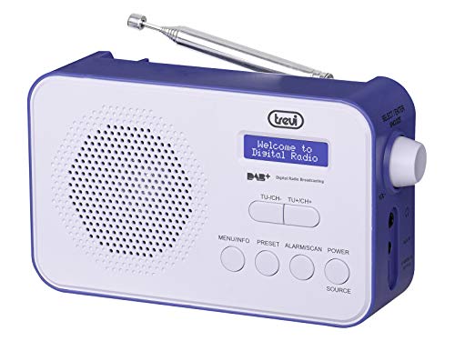 Trevi DAB 7F92 R tragbares DAB/DAB+ Radio mit hoher Lesbarkeit, Uhr mit 2 Weckern, wiederaufladbarer Lithium-Akku blau von Trevi