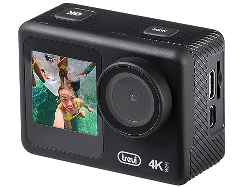 Trevi GO 2552 4K 4K Action Kamera Sport Kamera 4K WLAN mit Dual Display Rumpf Wasserdicht 30 Meter Aufnahmewinkel 360° Eingebautes Mikrofon Micro HDMI Micro SD Akku von Trevi