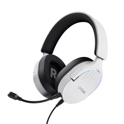 Trust Gaming GXT 490W Fayzo Gaming Headset USB 7.1 Surround Sound, 50mm Treiber, 35% Recyclingkunststoff, Mikrofon mit Geräuschunterdrückung, RGB Over-Ear Kopfhörer für PC PS5 - Weiß von Trust
