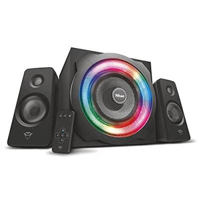 Trust Gaming GXT 629 Tytan 2.1 PC Lautsprecher mit Subwoofer, 120 W, 3,5 mm AUX Klinke, PC Boxen mit RGB LED Beleuchtung, Gaming Lautsprecher für PC, Laptop, Computer, Tablet, Smartphone - Schwarz von Trust Gaming