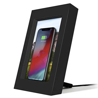 Twelve South PowerPic, Picture Frame Stand with Integrated 10W Qi Charger for iPhone/Wireless Charging Smart Phones (Black) von Twelve South
