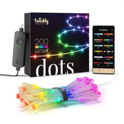 Twinkly Dots - Flexible LED-Lichterkette mit 200 RGB-LEDs - Weihnachtsbeleuchtung für Drinnen und Draußen - App-gesteuerte Weihnachtsdeko, klarer Draht, 10m von Twinkly