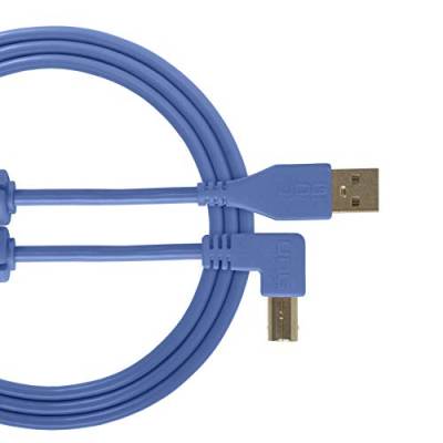 UDG GEAR Kabel USB 2.0 (A-B) abgewinkelt, Hellblau, 2 m – Audio optimiertes UDG Ultimate Audiokabel für DJs und Produzenten zur Maximierung ihrer Leistung von UDG