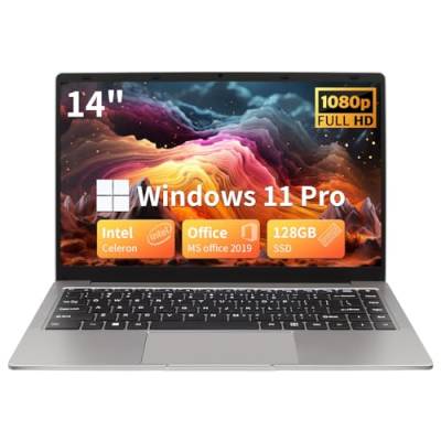 UDKED 14 Zoll Laptop, 8 GB RAM SSD Windows 11 Ultrabook, 1920 x 1080 Pixel, Intel Celeron N4100 (bis zu 2,4 GHz), Dual-WLAN, 2xUSB 3.0 Intel Celeron Quad-Core-Computer (Grau/8G+128GB SSD) von UDKED