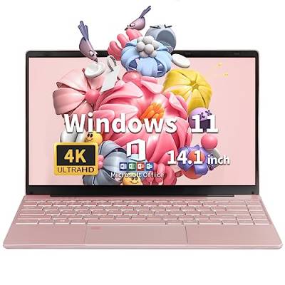 UDKED 14 Zoll 4K Laptop RAM 16G 2T SSD Intel N95 (bis zu 3,4 GHz) Notebook PC Bunte Hintergrundbeleuchtung KB Ultrabook 3840x2160 IPS FHD Computer Laptop USB3.0 x2, WiFi Roségold (Englisches System) von UDKED