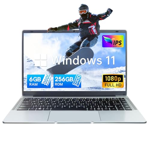 UDKED 14 Zoll Laptop, 6 GB RAM SSD Windows 11,1920 x 1080 Pixel,Intel Celeron J4105 (bis zu 2,5 GHz), Dual-WLAN, 2xUSB 3.0 Intel Celeron Quad-Core-Computer (Englisches System)(Silber/6G+256GB SSD) von UDKED