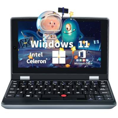 UDKED 7" Notebook mit Windows 11, Office, Touchscreen, USB 3.0, MiniHDMI, WiFi und mehrfachen Verbindungsklemmen - Leichtgewichtiger Laptop für unterwegs.(12G+960GB SSD)(English System) von UDKED