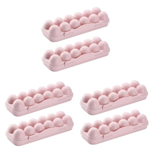 UKCOCO 6 Stück 12 Eierhalter Eierspender Für Den Fach Eierkasten Eierschubladen Aufbewahrungsboxen Mit Deckel Eier-organizer Eierplatte Rosa Milch Eierschale von UKCOCO