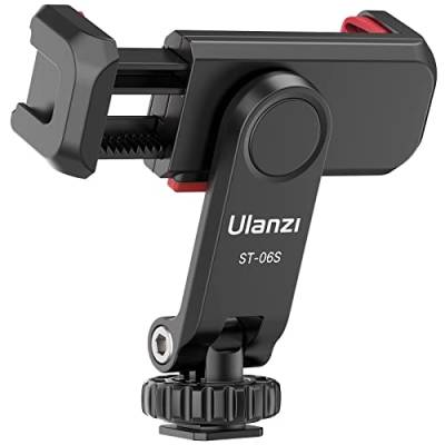 ULANZI Handyhalterung Stativ Handy Stativ Adapter Zubehör für Stativ Tripod Selfie Stick, Smartphone Halterung mit 2 Kaltschuh und 1/4" Gewinde, 360° und 180° drehbare handyhalter stativ (ST-06S) von ULANZI