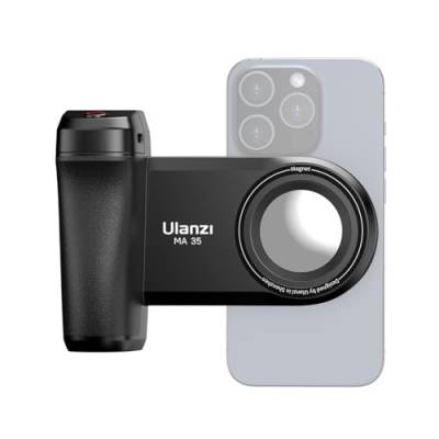 Ulanzi MA35 Magnetischer Smartphone Griff — Kamera Griff — Für Smartphones von 5 bis 9,5 cm Breite — Mit Bluetooth-Fernbedienung und Spiegel — Schwarz von ULANZI