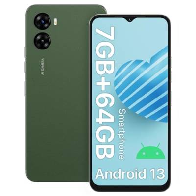 UMIDIGI G3 Smartphone Ohne Vertrag (2023),Android 13 Handy, 7GB+64GB/1TB Günstig Simlockfreie Handys,6,52" HD+Display,5150mAh,13MP, 4G Dual SIM Schulkinder Handy/Face ID/Fingerabdruck/OTG/GPS(Grün) von UMIDIGI