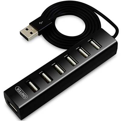 UNITEK Hub 7 Port USB 2.0, Datenhub Multiport Verteiler für PC, Laptop, Tastatur, Mouse, Drucker, iOS (Mac) + Windows Kompatibilität, 480Mbps, Plug & Play, Schwarz von UNITEK