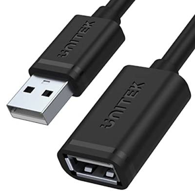 UNITEK Kabel USB 2.0 A Stecker auf USB A Buchse / Verlängerungskabel / 0.5 Meter, Schwarz / Verlängerung für Drucker, Tastatur, Kartenleser etc. / Y-C447GBK von UNITEK