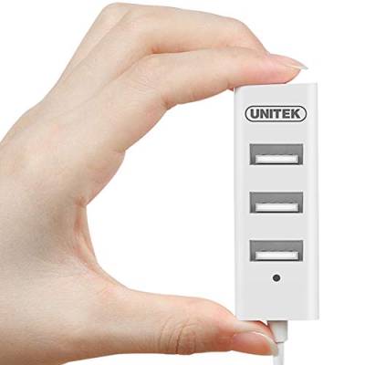 UNITEK Y-2146 Hub 4 Port USB 2.0, Datenhub Multiport Verteiler für PC, Laptop, Tastatur, Mouse, Drucker. iOS (Mac) + Windows Kompatibilität, 480Mbps, Plug&Play, Schwarz von UNITEK