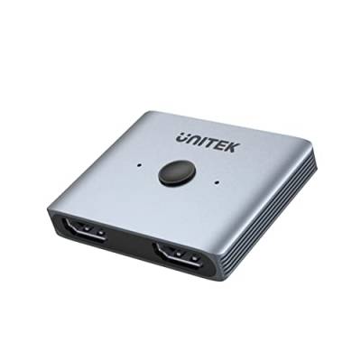 Unitek Bi-direktionaler HDMI 2.1 8K 2na1 Schalter | V1163A | Ein-Tasten-Schalter | Aluminiumgehäuse | Farbe: Space Grau | Unterstützt Auflösungen bis zu 8K@60Hz oder 4K@120Hz von UNITEK