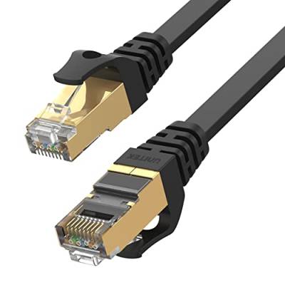 Unitek C1897BK Ethernet Flachkabel Cat.7 2 M | RJ45 vergoldete Stecker | 100% Kupferdrähte | SSTP - doppelt geschirmte Twisted Pair Struktur | Kompatibel mit 10GBaseT von UNITEK