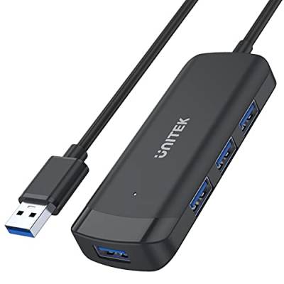 Unitek Hub USB 3.1 5Gbps 4 Port USB-A Kabel 150cm / microUSB Port 5V 1-3 A/Plug & Play, BC 1.2 / Chip: RTS5414C und RTL8153B / aktiv/ABS/Schwarz von UNITEK