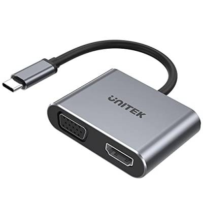 uHUB Q4 Lite 4-in-1 USB-C Hub mit MST Dual Display und PD 100W D1049A / 4K@60Hz UHD HDMI & Full HD VGA/USB-C PD 100W Laden & USB-A Datensynchronisation von UNITEK