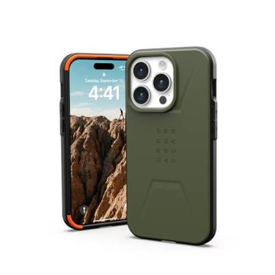 URBAN ARMOR GEAR Civilian Case kompatibel mit Apple iPhone 15 Pro Hülle [Wireless Charging/Magnetische Aufladung kompatibel, Sturzfeste Handyhülle, Erhöhter Rand] Olive drab von URBAN ARMOR GEAR