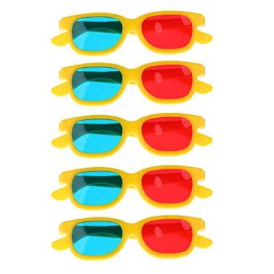 5 Paar Kinder 3D Brille Rot/Blau Anaglyph Brille Kunststoff Glasses Gelb von Unbekannt
