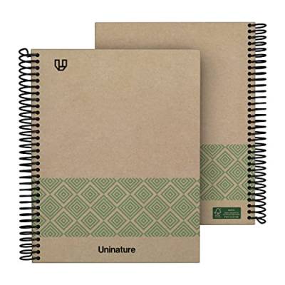 Unipapel | 100% recyceltes A5-Notizbuch, 80 Blatt, kariert, 4 x 4, 90 g, Hardcover, grün, Uninature Conzept, FSC-recycelt, 100% von Unipapel