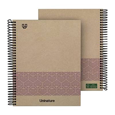 Unipapel 100% recyceltes Notizbuch A5, 80 Blatt, kariert, 4 x 4, 90 g, Hardcover, Violett, Uninature Conzept, FSC-recycelt, 100% von Unipapel