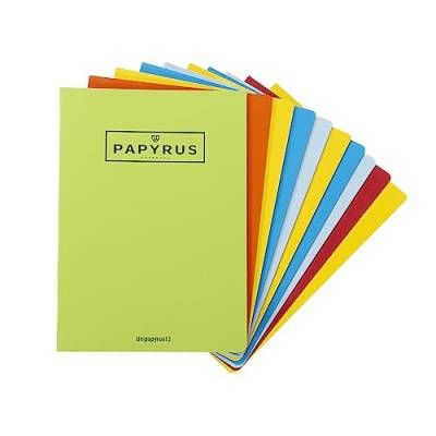 Unipapel 98420599 Notizbücher, A4, kariert, 48 Blatt, 90 g/m², geprägter Deckel, Unipapyrus 13, zufällige Farbauswahl von Unipapel