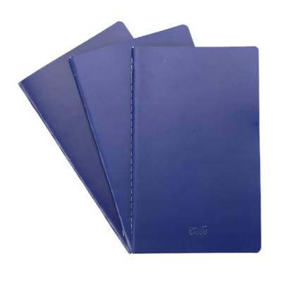 Unipapel Packung mit 3 Notizbüchern, genäht, flexibles System, mit Innenschutz, blau, mit linierten Blättern, weicher Einband, Größe 13 x 21 cm, 40 Blatt von Unipapel